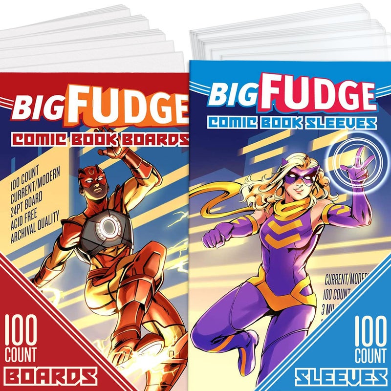 Big Fudge Comic Book Bags and Boards - Comic Book Storage Sleeves - Resealable Toploader Bag Plastic Protector Sleeves - Hard Backing Board - Cover Protectors - Comics After Silver Age or Gold Age - Image 1